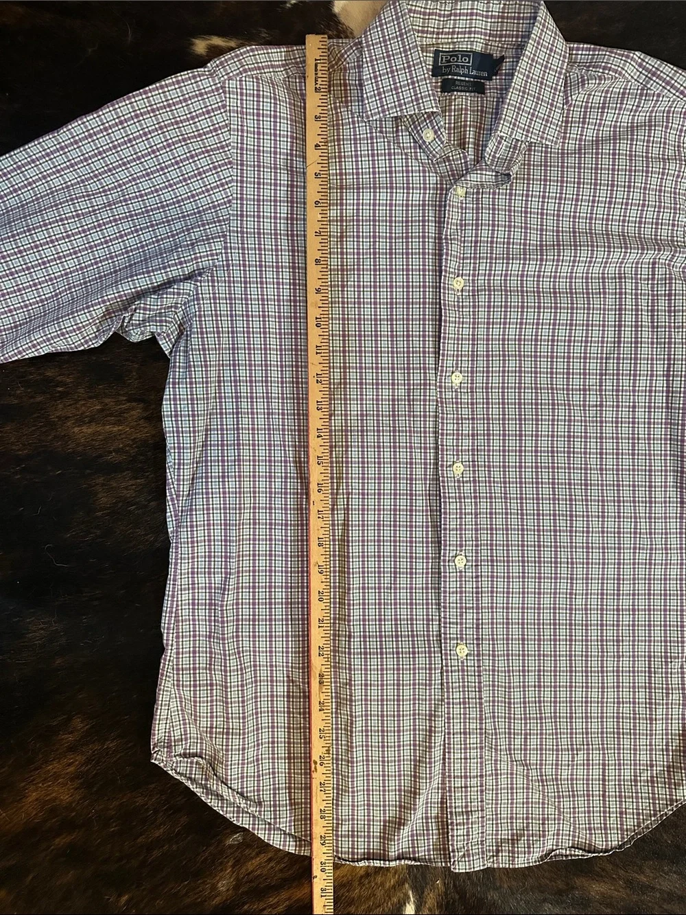 Polo by Ralph Lauren Regent Classic Fit Shirt, Purple Green White Plaid Cotton